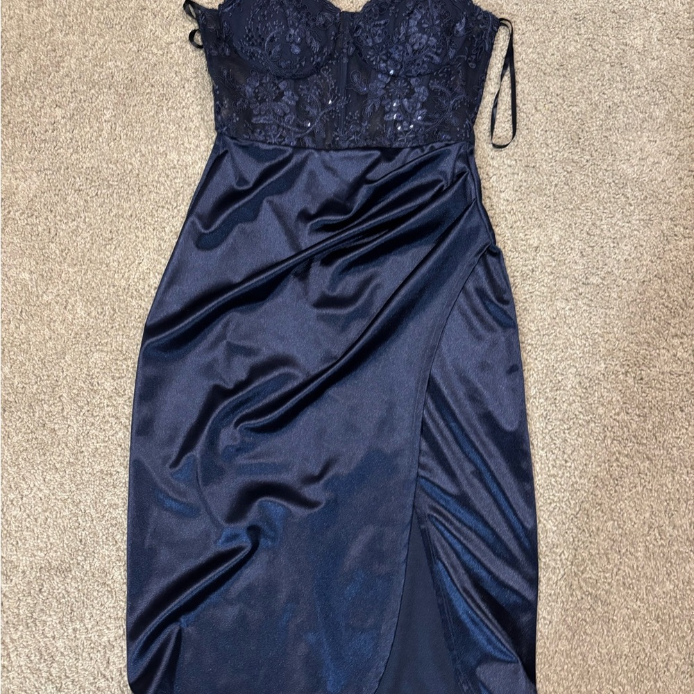 B Darlin Midnight Blue Lace Dress